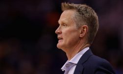 Steve Kerr casts his ballot then talks to others dropping ballots at Chase Center