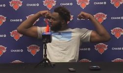 Mitchell Robinson shows off muscles in first media appearance