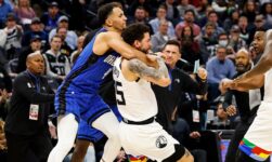 Punches thrown during massive Timberwolves-Magic brawl; Austin Rivers, Mo Bamba among five players ejected